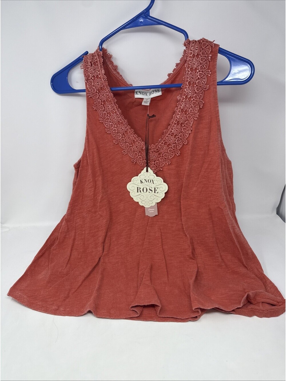 Knox Rose Women's T-Shirt Sleeveless V-Neck Rust Size Small